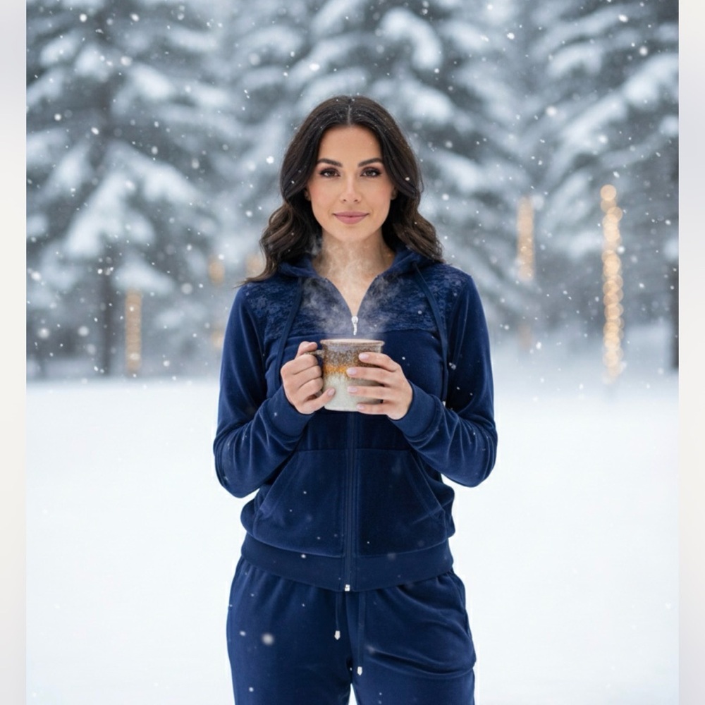 Women's Midnight Blue Velour Set